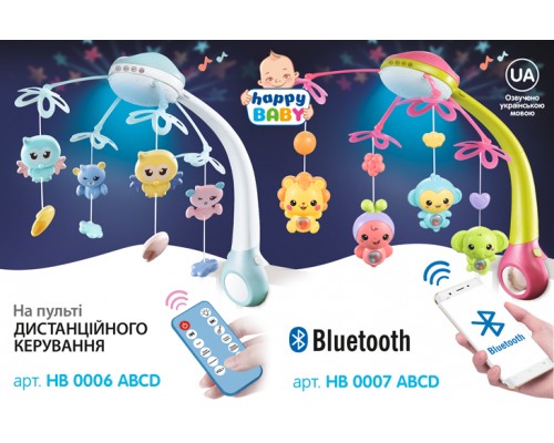 Мобиль Карусель на кроватку HB 0006 ABCD с Проектором, на Радиоуправлении.