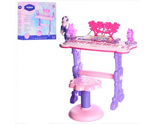 Дитяче Піаніно Синтезатор зі стільчиком, 37 клавіш, мікрофон, світло, MP3 (6618 )