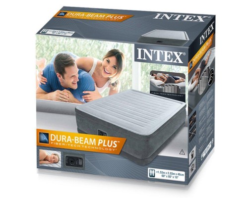 Двухместная Надувная кровать 64414 Intex со Встроенным электро насосом 203-152-46 см