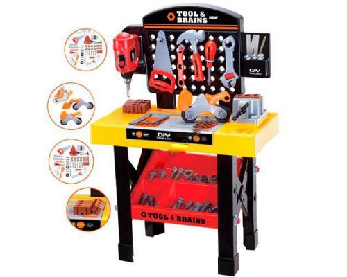 Набор инструментов для мальчика с верстаком 35 предметов, дрель механическая (0447)