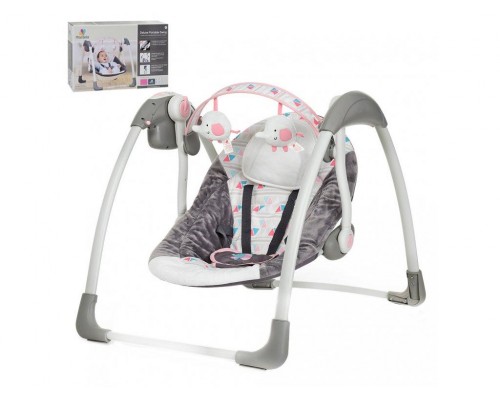 Детские Качели шезлонг Mastela 6504 Розовый Музыка, таймер, 5 скоростей, 2 положения люльки