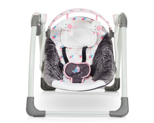 Детские Качели шезлонг Mastela 6504 Розовый Музыка, таймер, 5 скоростей, 2 положения люльки