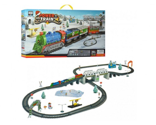 Дитяча залізниця Різдвяний поїзд, 366 см вагони, вокзал, сніговик (21812 )