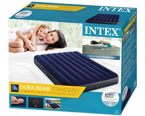 Полуторный надувной Матрас 137 см Intex Велюр Синий 64758