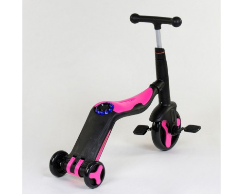 Детский Самокат Беговел велосипед 3 в 1 JT 70708 Best Scooter Розовый Подсветка, 8 мелодий