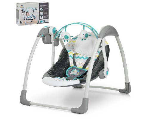 Детские Качели люлька Синий Mastela Музыка, таймер, 5 скоростей, дуга с подвесками, 2 положения люльки (6503)