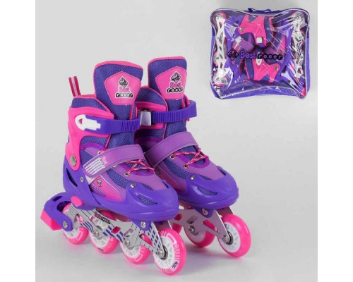 Детские раздвижные Ролики Best Roller Фиолетовые. Колеса PVC, Переднее светится 40005-М (34-37)