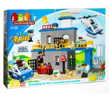 Конструктор JDLT 5136 Полицейский участок, звук, свет, 92 крупные детали