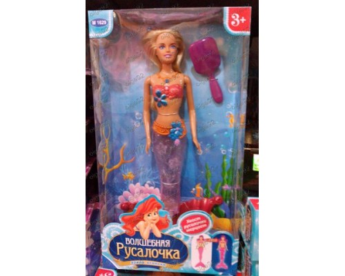 Лялька Русалка М +1629 (тип барбі) світиться хвіст, гребінець