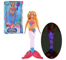 Лялька Русалка М +1629 (тип барбі) світиться хвіст, гребінець