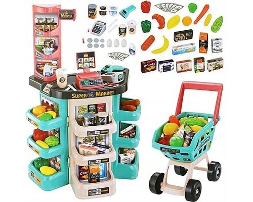 Детский игровой Магазин 668-76 с тележкой Бирюзовый