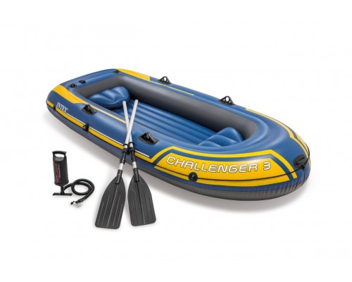 Надувная лодка Challenger 3 Set 68370 Intex с веслами и насосом. На троих человек