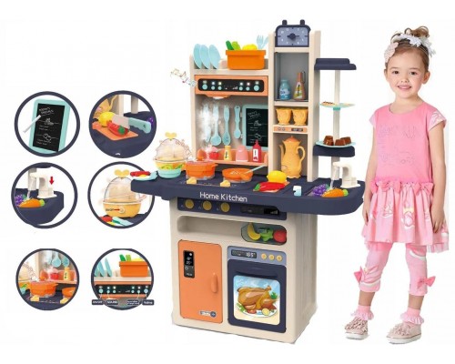 Игрушечная Кухня с Водой и паром, 65 предметов, 94 см Оранжево Синяя (889-161)