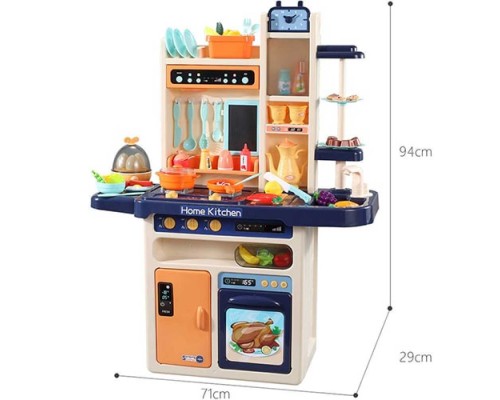 Игрушечная Кухня с Водой и паром, 65 предметов, 94 см Оранжево Синяя (889-161)