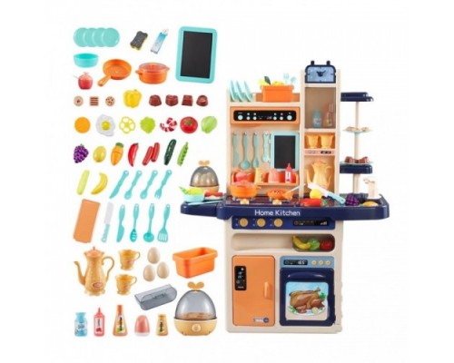 Игрушечная Кухня с Водой и паром, 65 предметов, 94 см Оранжево Синяя (889-161)