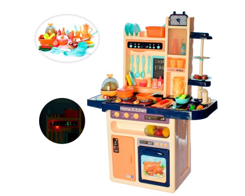 Игрушечная Кухня с Водой и паром, 65 предметов, 94 см Оранжево Синяя (889-161)