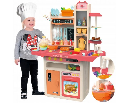 Игрушечная Кухня с Водой и паром, 65 предметов, 94 см Оранжево Коралловый (889-162)