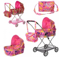 Кукольная коляска с корзиной и сумкой 9325
