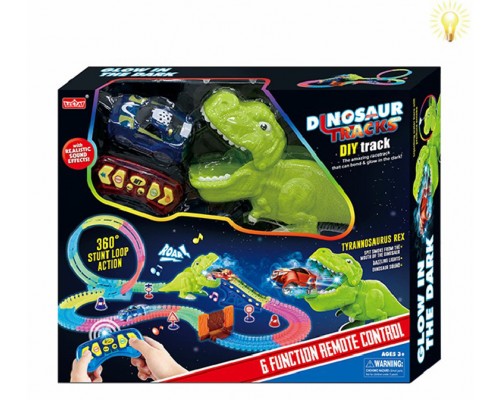 Гнущийся трек с машинкой Динозавр на Радиоуправлении, с Паром, Звук, свет, 143 детали (164)