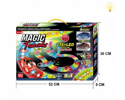 Трек, що гнеться Magic Tracks Світиться, 2 машинки, 216 деталей (216)