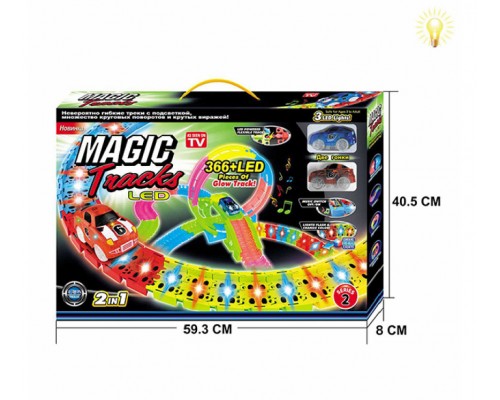 Трек, що гнеться Magic Tracks Світиться, 2 машинки, 366 деталей (366)