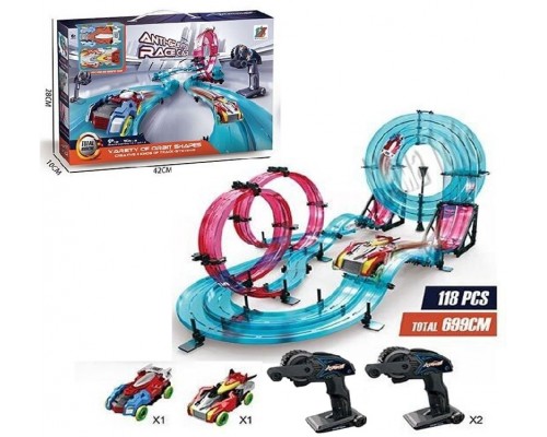 Гоночный магнитный Трек с 2 машинками на радиоуправлении, 2 пульта, 699 см (689)