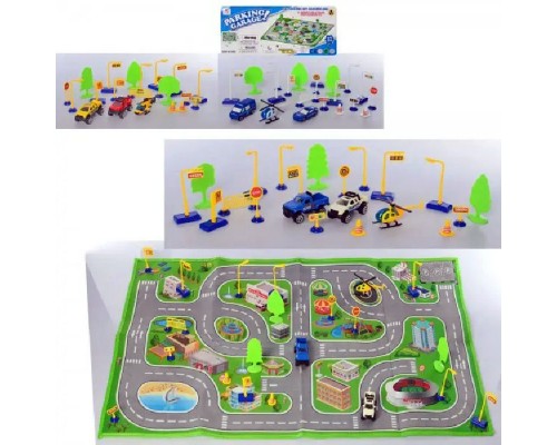 Детский игровой коврик дорога с машинками Гараж 100-64 см (233-1-2-7)