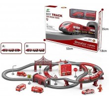 Іграшкова залізниця Трек з машинками Пожежний поїзд 92 дит. (6883)