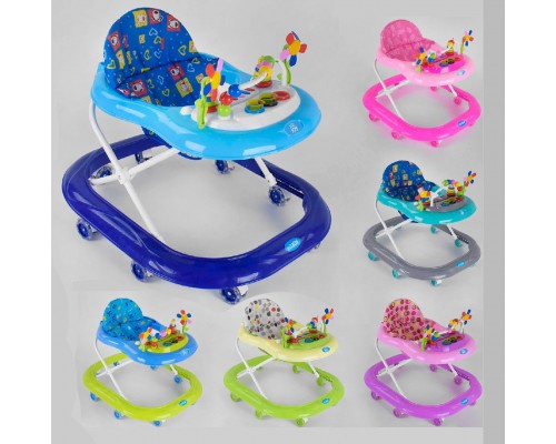 Детские музыкальные ходунки JOY колеса PU, 6 цветов, звук - рус. (205)