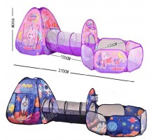 Детская Палатка с Туннелем, баскетбольное кольцо, манеж для сухого бассейна, 3 в 1