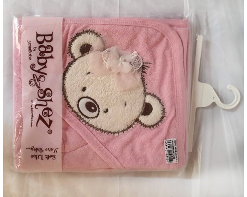 Детское полотенце с уголком 90-85 см Baby Shez Мишка крем