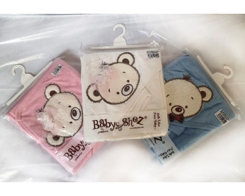 Детское полотенце с уголком 90-85 см Baby Shez Мишка крем