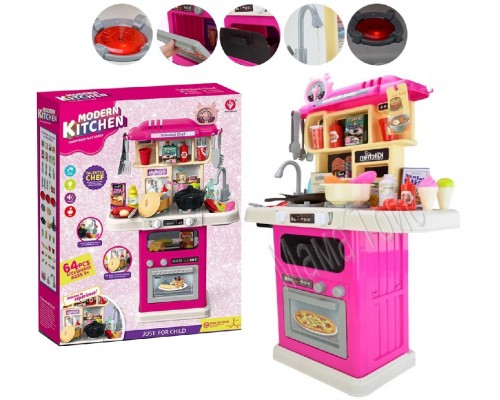 Игрушечная Кухня с водой и паром 75 см Звук, свет, посуда (922-185)