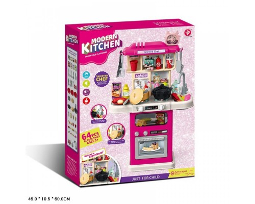 Игрушечная Кухня с водой и паром 75 см Звук, свет, посуда (922-185)