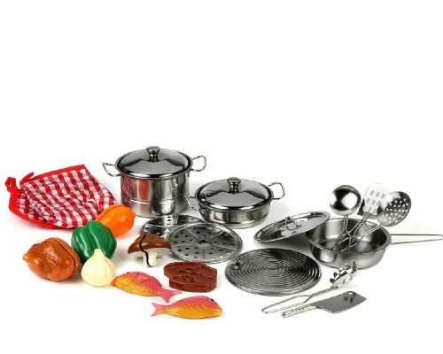 Игрушечная кухонная посуда с продуктами металл 3456