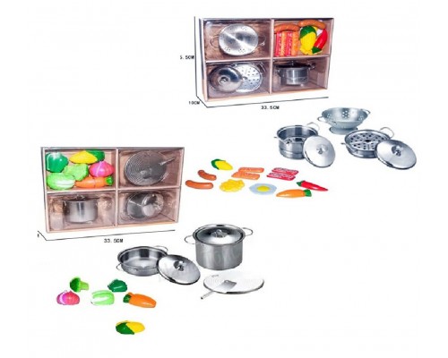 Игрушечная металлическая посуда с продуктами на липучке (2018-3)