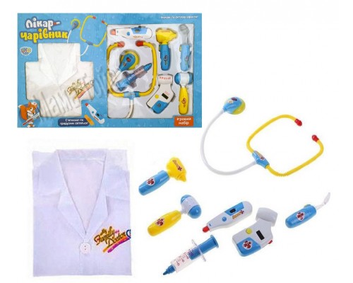 Игровой набор доктора с халатом, инструментами, звук, свет (9911)