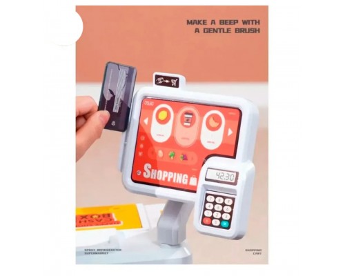 Детский игровой Супермаркет-Магазин. Касса, прилавок, Сканер, продукты. Высота 85 см (668-128-129)