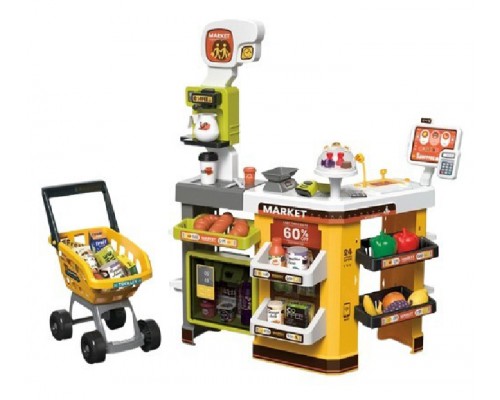 Детский игровой Супермаркет-Магазин. Касса, прилавок, Сканер, продукты. Высота 85 см (668-128-129)