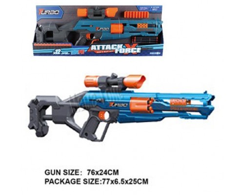 Ружье Бластер 76 см с мягкими патронами на присосках 12 шт. (340)