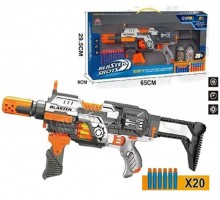 Автомат Бластер Blaze Storm с мягкими патронами на присосках и банками мишенями, съемный приклад (551)