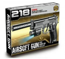 Игрушечный Пистолет на пульках с Глушителем, Лазерным прицелом и фонариком (218)