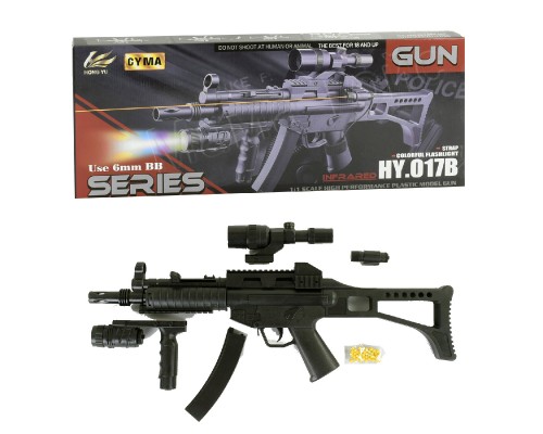 Игрушечный пневматический Автомат на пульках с лазерным прицелом и фонариком 61 см (017 В)