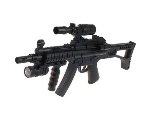 Игрушечный пневматический Автомат на пульках с лазерным прицелом и фонариком 61 см (017 В)