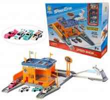 Гараж Паркинг Автосервис гоночных автомобилей с запуском, 4 машинки (1022)