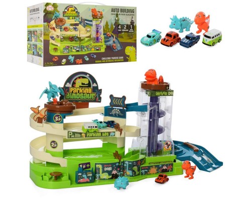 Іграшкова парковка Динозаври з машинками, 3 поверхи, музика, світло (103-55)