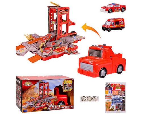 Гараж парковка машина с запуском, Звук, свет (7001)