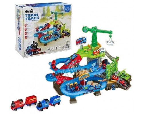 Трек Поезд Паровозик Томас, на батарейках, Звук, электро подъемник (911)