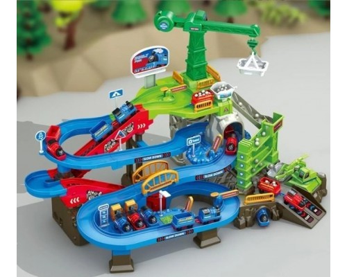 Трек Поезд Паровозик Томас, на батарейках, Звук, электро подъемник (911)