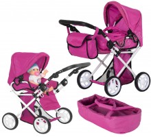 Коляска для ляльки із сумкою CARRELLO UNICO 9346 HOT PINK 